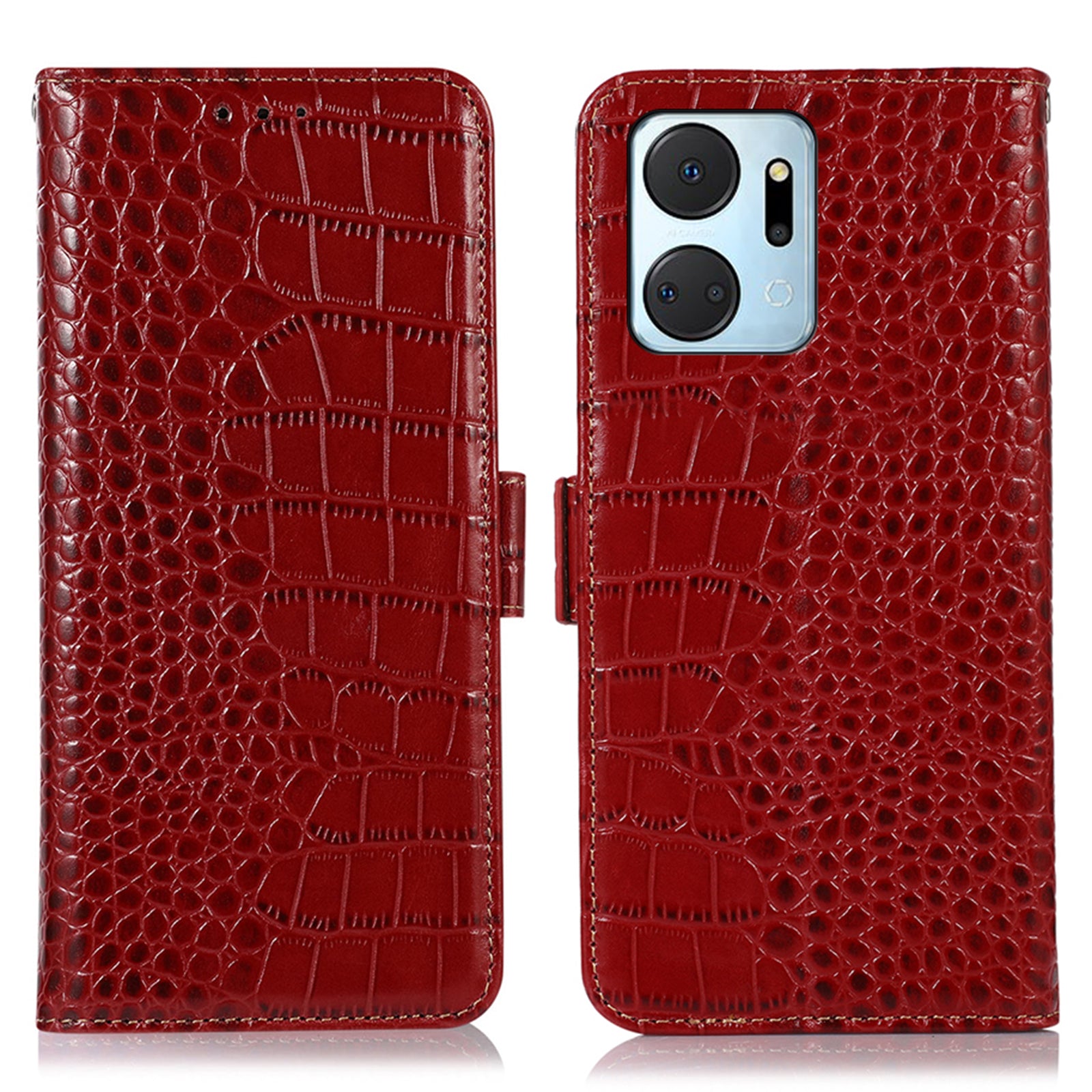 Genuine Cowhide Leather Phone Case for Honor X7a 4G RFID Blocking Wallet Stand Phone Cover Genuine Cowhide Leather Phone Case for Honor X7a 4G RFID Blocking Wallet Stand Phone Cover